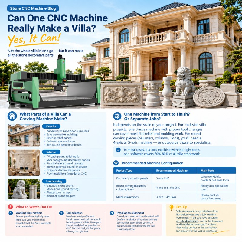 آلة CNC واحدة، عشرات من إمكانيات أعمال الحجر في الفيلات